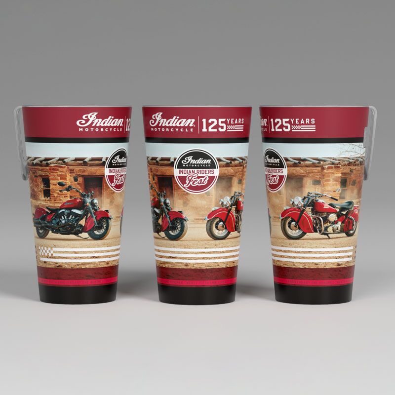 Indian Motorcycle 125th Anniversary NickNack cup with 1940s and 2026 Chief design – IRF2