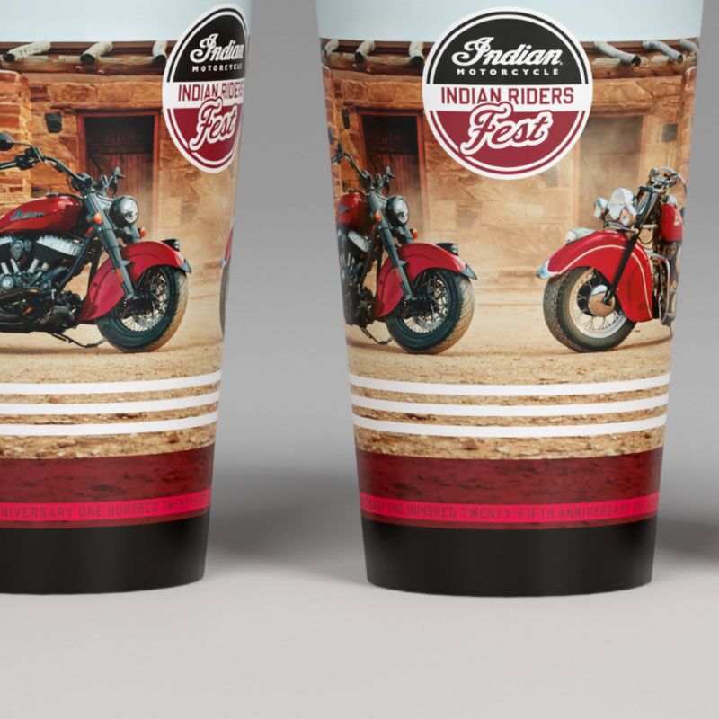 Indian Motorcycle 125th Anniversary NickNack cup with 1940s and 2026 Chief design – IRF2