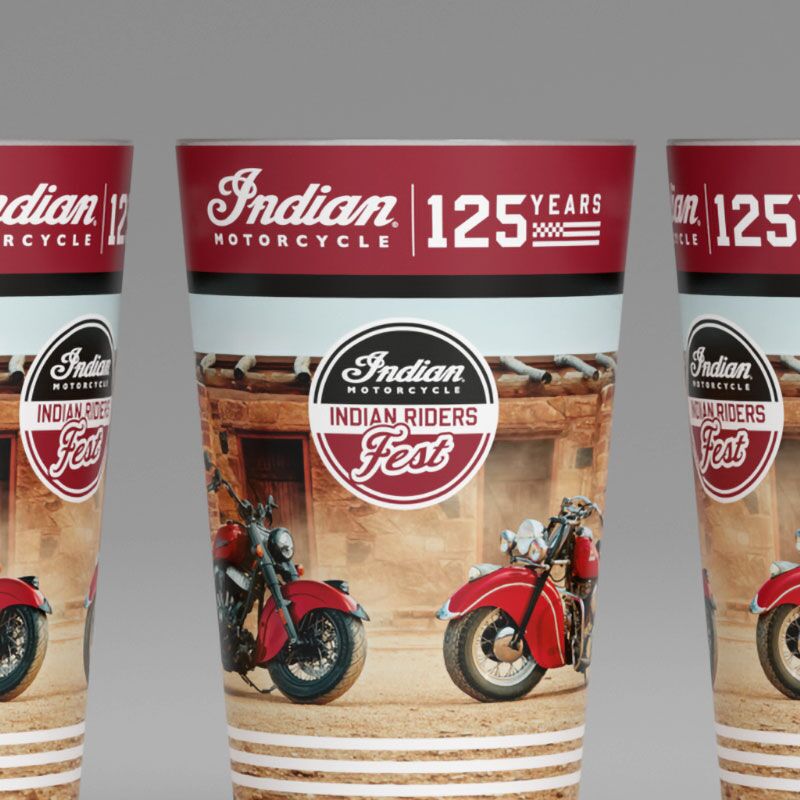 Indian Motorcycle 125th Anniversary NickNack cup with 1940s and 2026 Chief design – IRF2